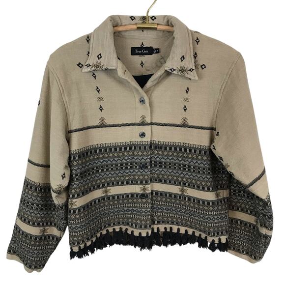 True Grit Tassel Trim Embroidered Jacket Size Medium - Picture 1 of 11